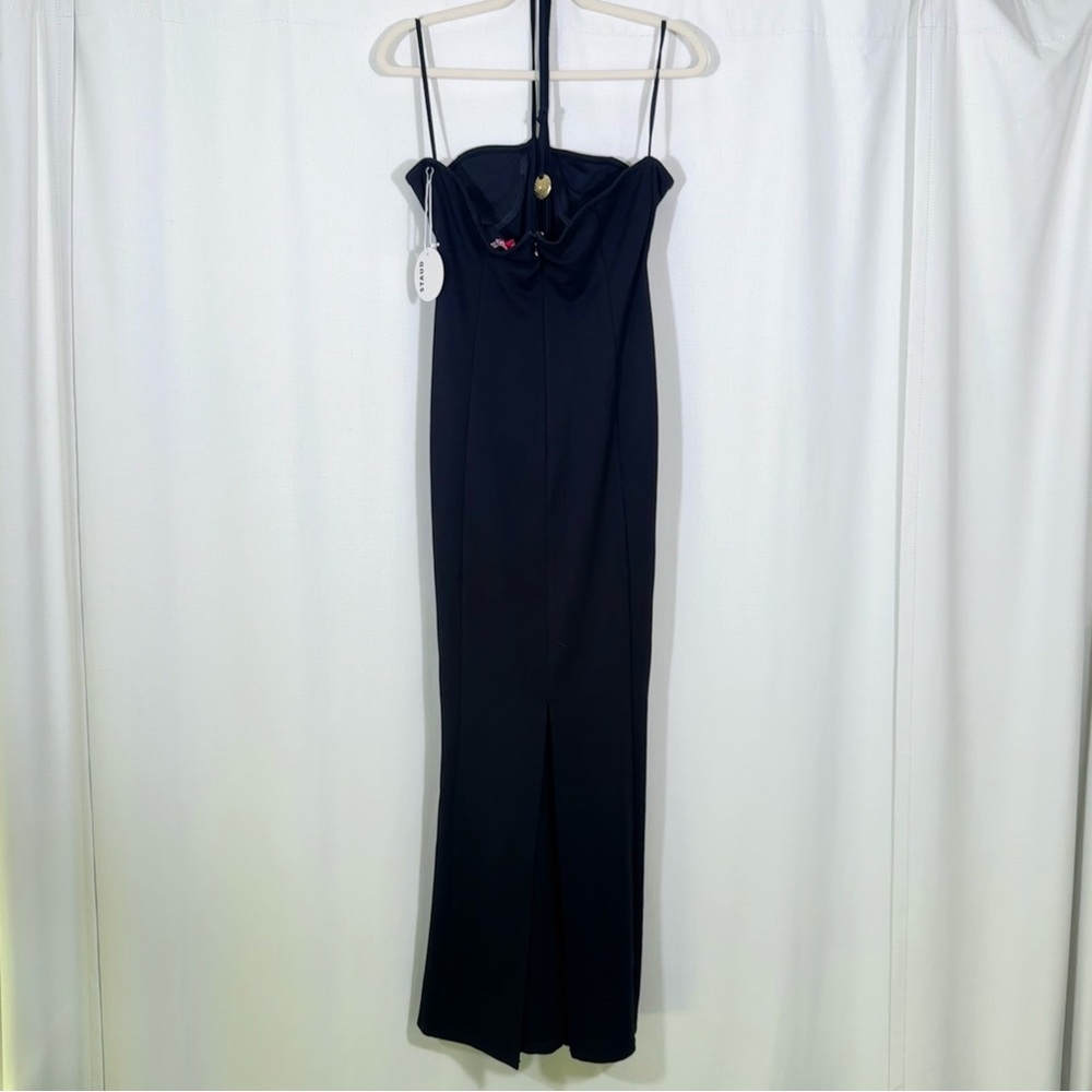 NWT Staud Bardot Black Halter Neck Keyhole Maxi Dress - Picture 5 of 9
